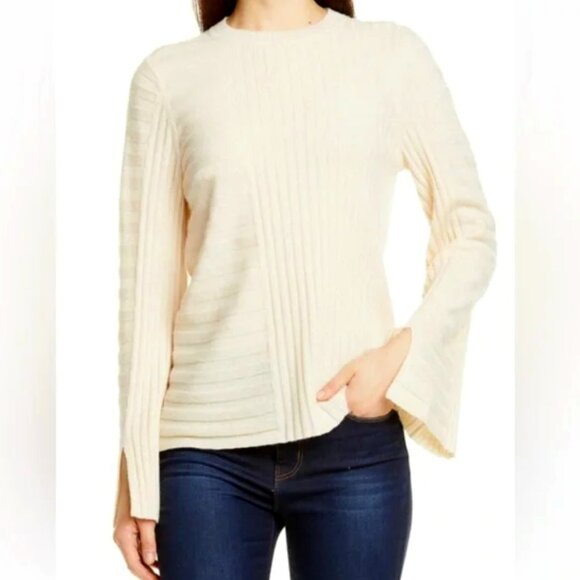 EQUIPMENT Emmaline Mixed Rib Cashmere & Wool Sweater, XL NEW - Picture 1 of 9